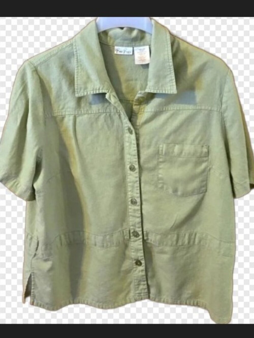 Bobbie Brooks Linen Blend Overshirt Button Down Sage Green Women size 18W